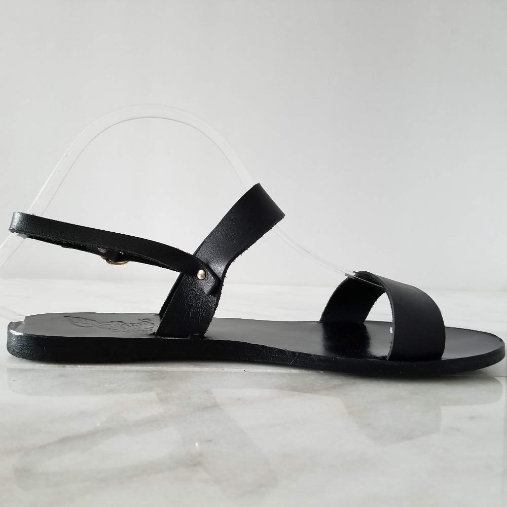 Ancient Greek Sandals Flats Slingback Black Straps - Picture 5 of 8